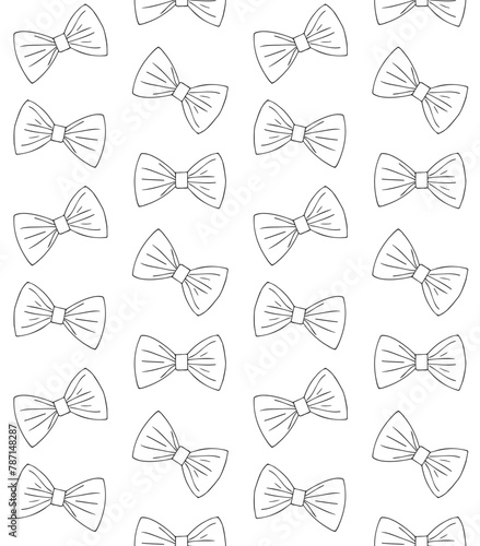Vector seamless pattern of hand drawn doodle sketch outline bow tie isolated on white background