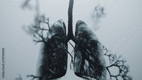 Artistic representation of human lungs as tree branches, concept of life and breath.