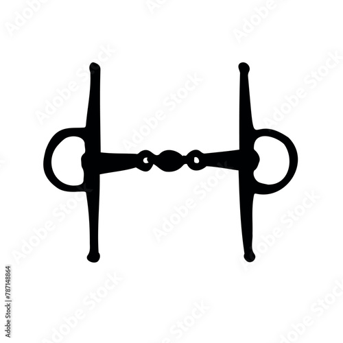 Vector hand drawn horse equestrian bit silhouette isolated on white background