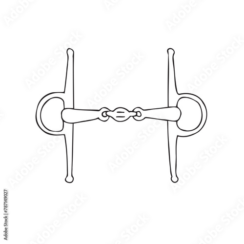 Vector hand drawn doodle sketch outline horse equestrian bit isolated on white background