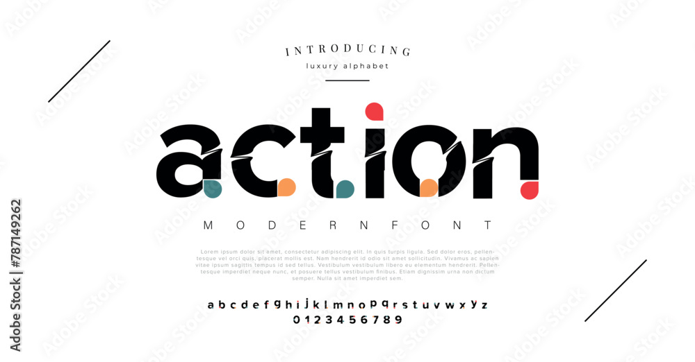 Action Typeface Action Creative Design vector Font of twisted Ribbon for Title, Header ...