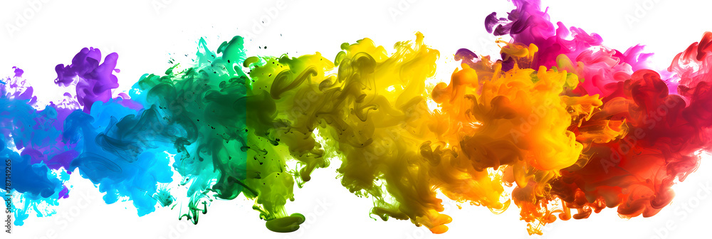 A vibrant rainbow color explosion on a white background.