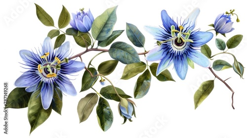 Passiflora caerulea plant with blue flowers photo