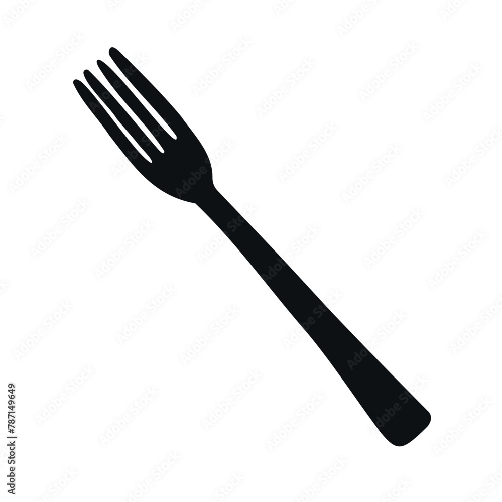 Vector hand drawn fork silhouette isolated on white background Vector hand drawn fork silhouette isolated on white background