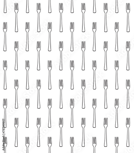 Vector seamless pattern of hand drawn doodle sketch outline fork isolated on white background