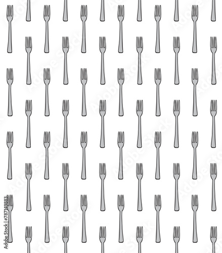 Vector seamless pattern of hand drawn doodle sketch fork isolated on white background