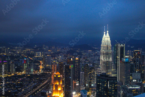 Canvas Print The skyline of Kuala Lumpur during night seen von  Menara KL Tower