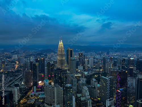 Canvas Print The skyline of Kuala Lumpur during night seen von  Menara KL Tower