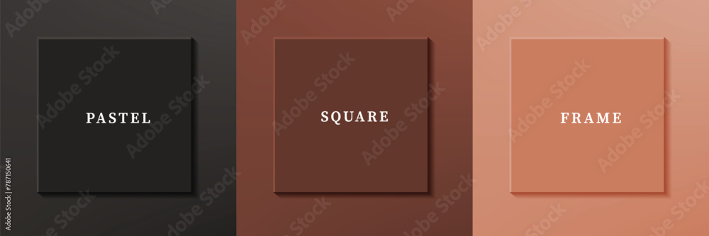Set of abstract 3D luxry square frame border design. Collection of geometric scene for cosmetic product. Elements for design. Top view of podium or pedestal. EPS10 vector.