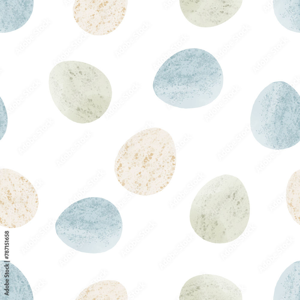 Seamless pattern with easter eggs, hand drawn illustration in watercolor style Seamless pattern with easter eggs, hand drawn illustration in watercolor style