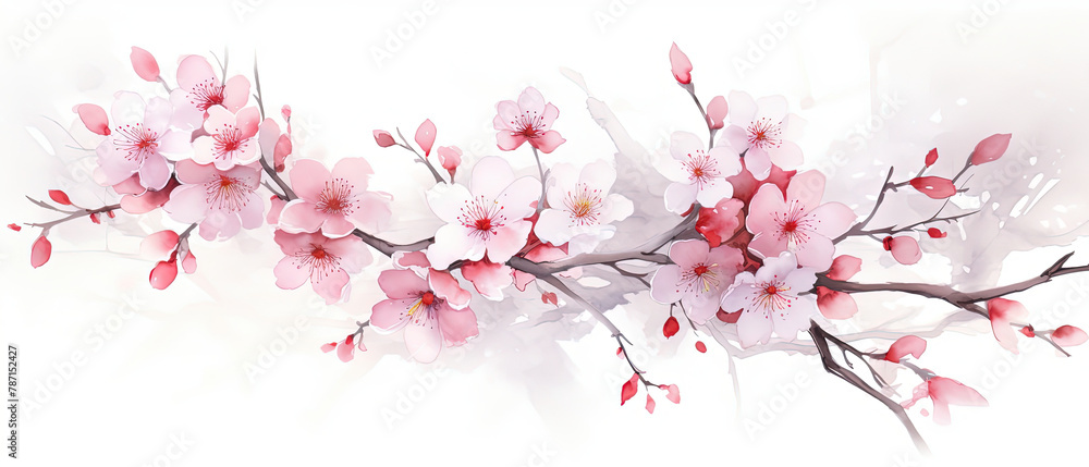 a painting of a branch of a cherry tree