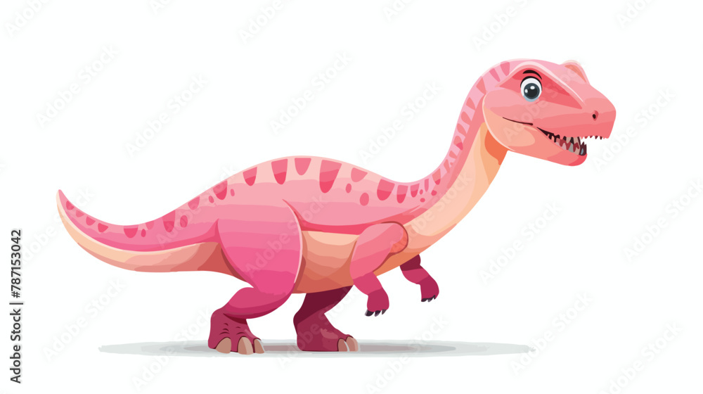 Pink dinosaur cartoon character on white isolated background