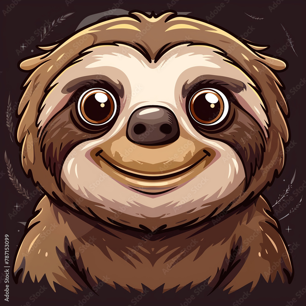 Naklejka premium cute sloth with big eyes and adorable smile