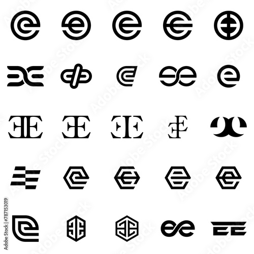Initials letter EE abstract set logo design vector