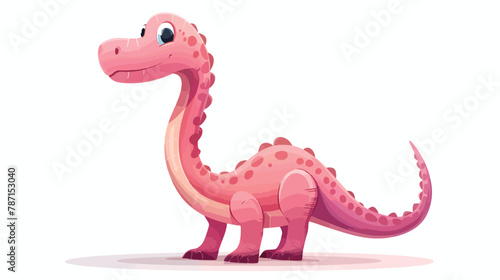 Pink dinosaur cartoon character on white isolated background © Megan