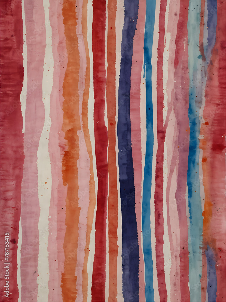 Abstract watercolor stripes. A close-up of a colorful watercolor painting in shades of pink, orange, and blue Abstract watercolor stripes. A close-up of a colorful watercolor painting in shades of pink, orange, and blue