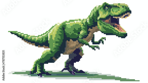 Pixel art dinosaur T-Rex on white background Vector illustration