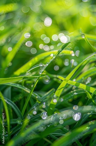 The grain rain, the green grass and dew in the fields, the dim background of spring