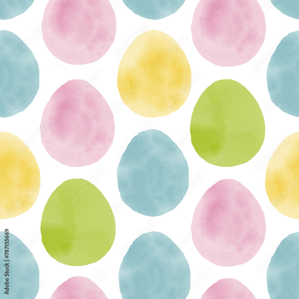 Seamless pattern with easter eggs, hand drawn illustration in watercolor style Seamless pattern with easter eggs, hand drawn illustration in watercolor style