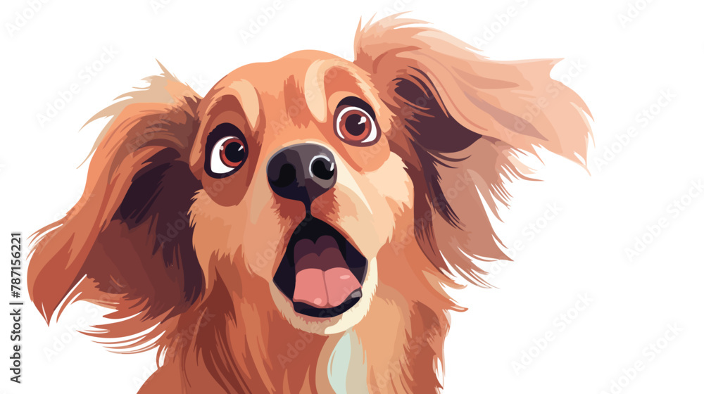 Portrait of shocked dog unexpected gift surprise 