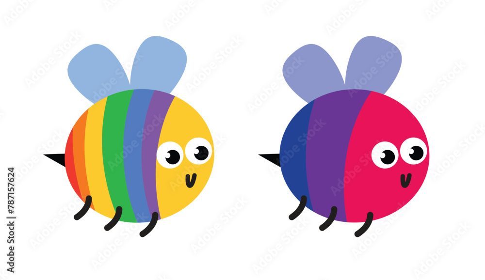 lgbt flag bee isolated on white