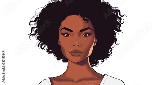 Pretty cartoon black woman in white background flat Vector