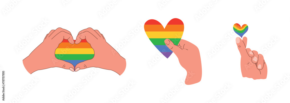 hand holding rainbow heart, symbol of lgbt, pride, isolated human hands hand holding rainbow heart, symbol of lgbt, pride, isolated human hands