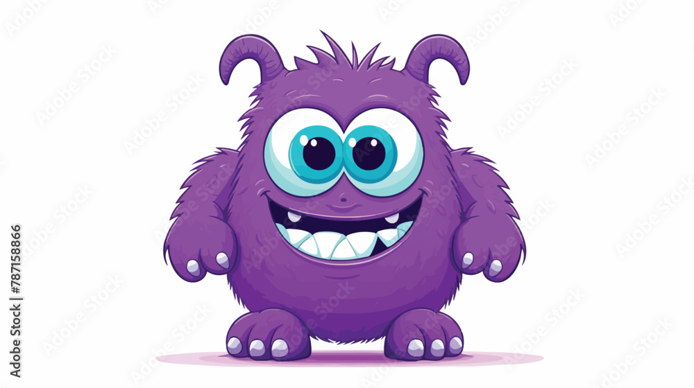 Purple monster drawing art on a white background. Vector