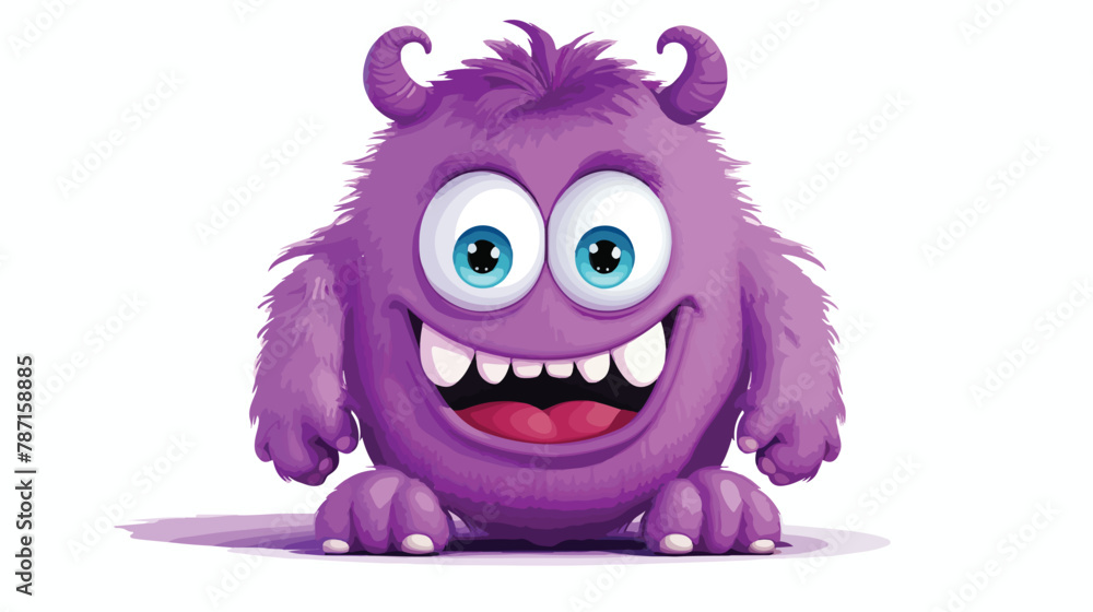 Purple monster drawing art on a white background. Vector