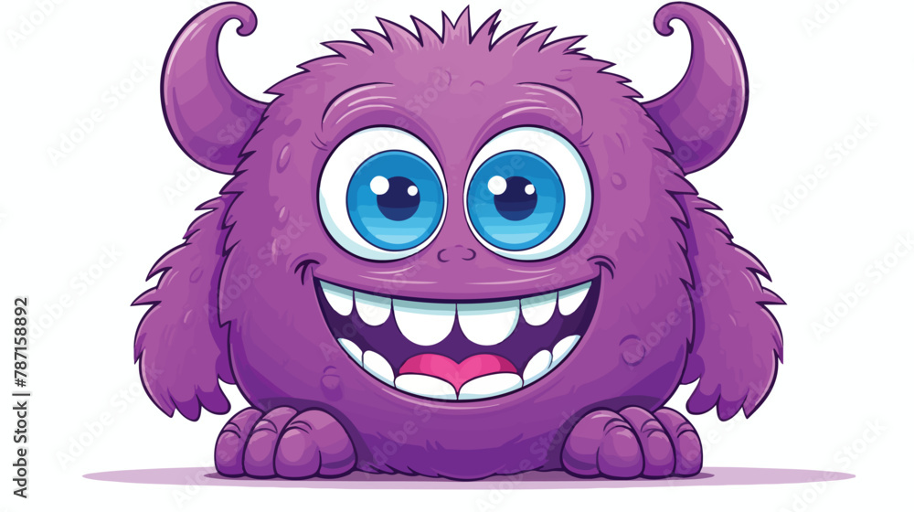 Purple monster drawing art on a white background. Vector