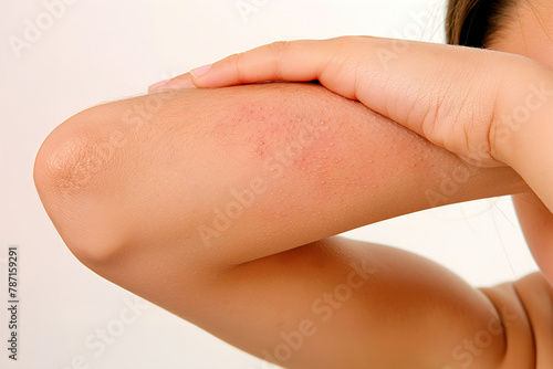 A person scratching their arm, depicting the irritation and discomfort associated with a skin rash.