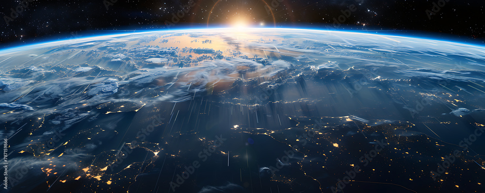 Earth Planet View from Space with copy space background. generative ai Earth Planet View from Space with copy space background. generative ai