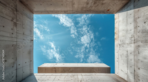 Against the backdrop of a blue sky  the image features a hollow core slab.