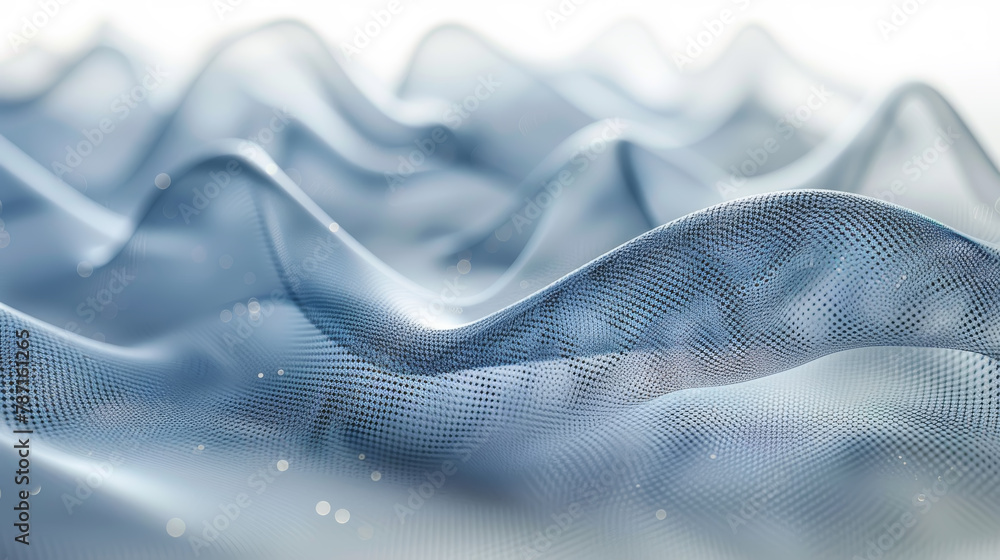 Soft blue waves of a digital mesh fabric in an abstract, flowing design, ai generated Soft blue waves of a digital mesh fabric in an abstract, flowing design, ai generated