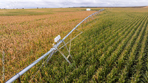 Photos Modern pivot irrigation system in cornfield