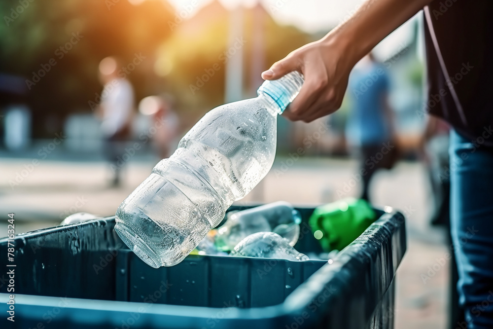 custom made wallpaper toronto digitalRecycling plastic bottle into container on city street Generative AI image