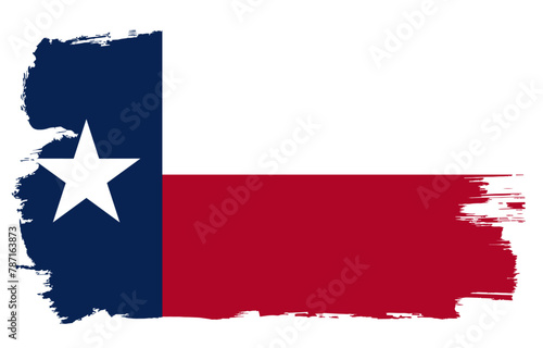 Texas state flag with paint brush strokes grunge texture design. Grunge United States brush stroke effect