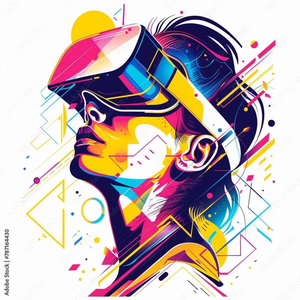 A young man in a VR headset. Abstract Image. Generative AI illustration