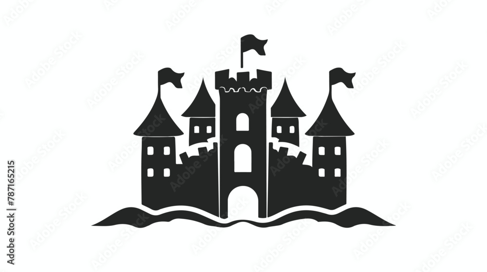 Sand castle vector icon.Black vector icon isolated on