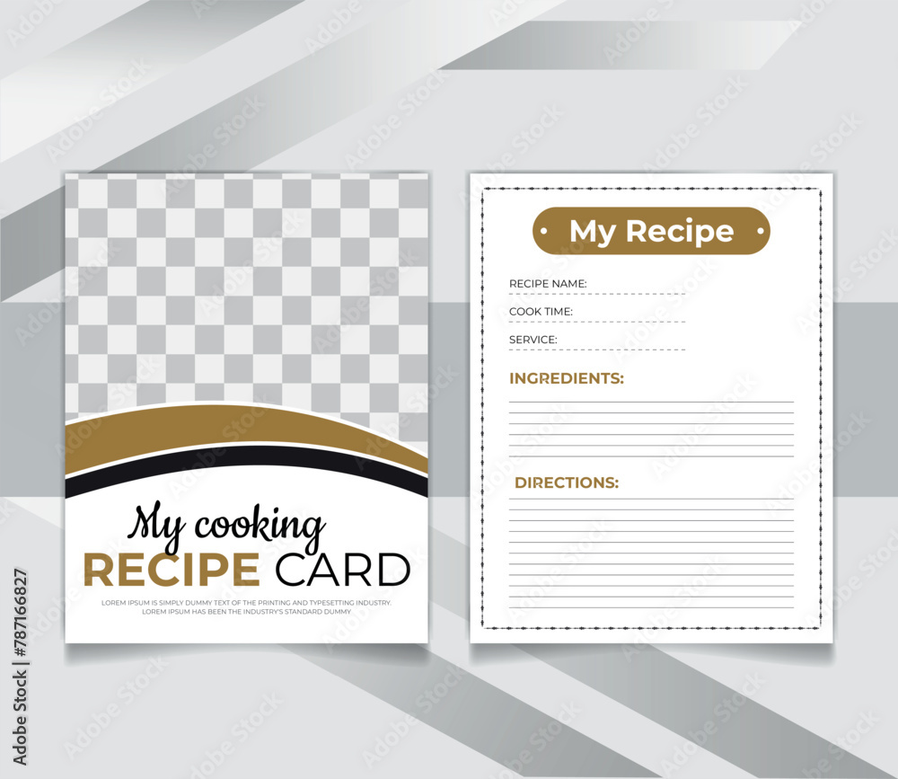 restaurant Recipe card design template for cookbook Stock Vector