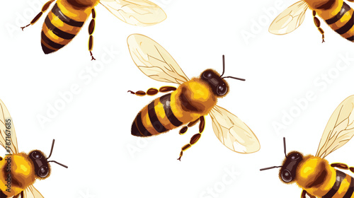 Seamless background design with angry bee illustration