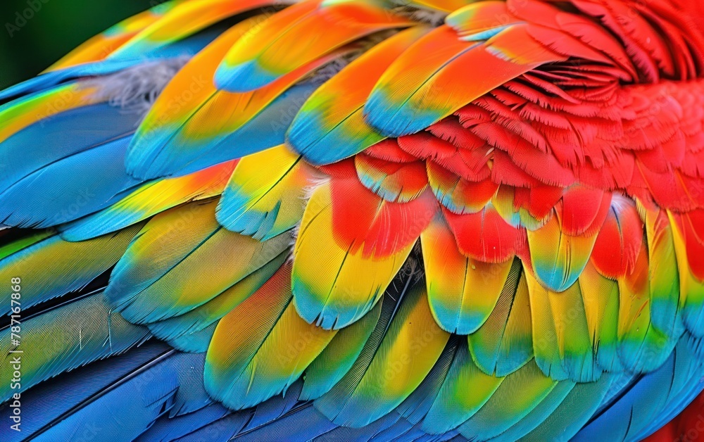 Fototapeta premium Vibrant Macaw Feather Close-Up