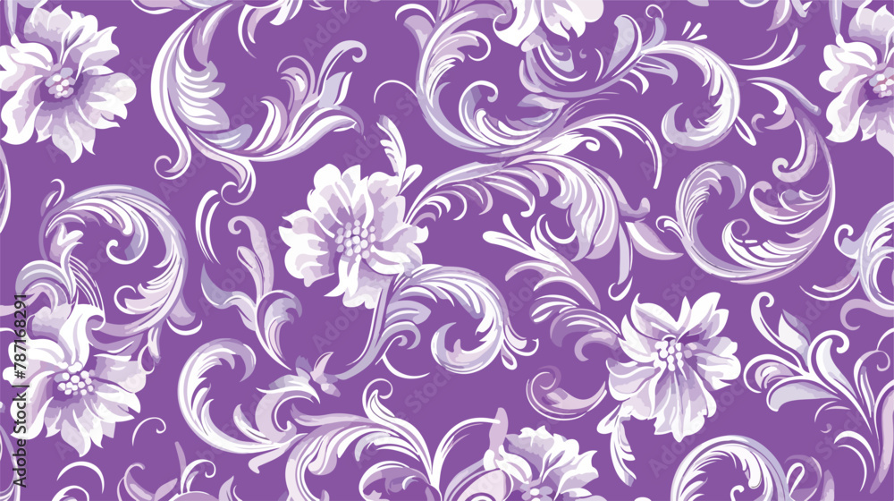 Seamless texture of floral ornament on a violet background