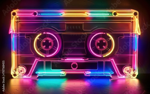 Vibrant Neon Cassette Tape