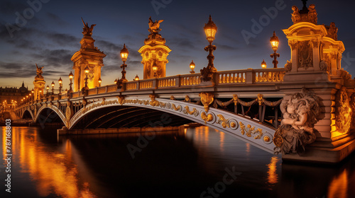 bridge over the river in night © qaiser