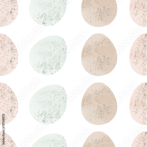 Seamless pattern with easter eggs  hand drawn illustration in watercolor style