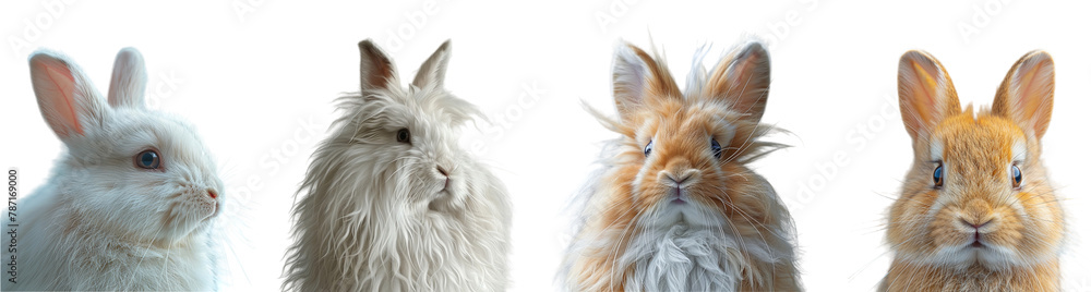 set of close up portraits of rabbit faces, generative ai set of close up portraits of rabbit faces, generative ai
