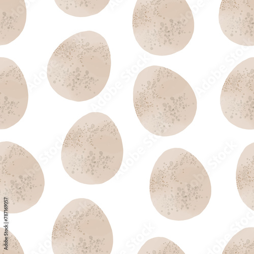 Seamless pattern with easter eggs  hand drawn illustration in watercolor style