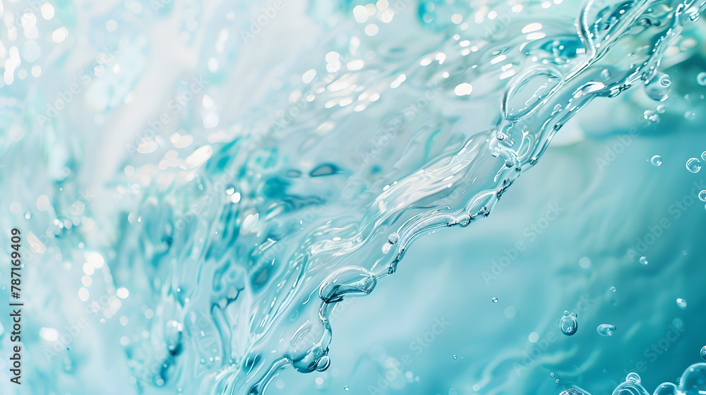 Transparent blue colored clear water surface texture with ripples splashes and bubbles Abstract nature background Water waves in sunlight with copy space Cosmetic moisturizer micellar : Generative AI Transparent blue colored clear water surface texture with ripples splashes and bubbles Abstract nature background Water waves in sunlight with copy space Cosmetic moisturizer micellar : Generative AI