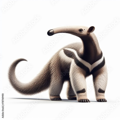 Image of isolated anteater against pure white background, ideal for presentations
 photo